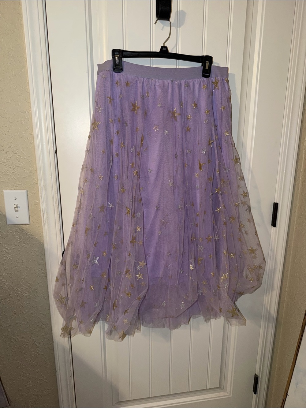 ODDY Lavender Tulle Midi Skirt with Gold Star Accents
